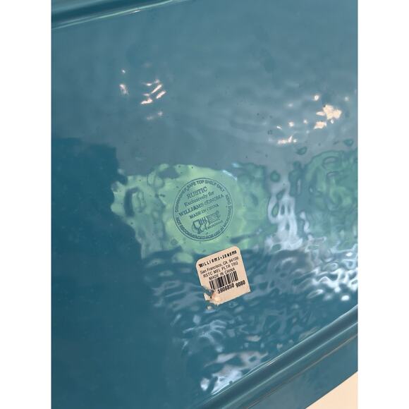 Williams Sonoma Melamine 17” Serving Tray Turquoise Hammered‎ Rectangle - Picture 4 of 7